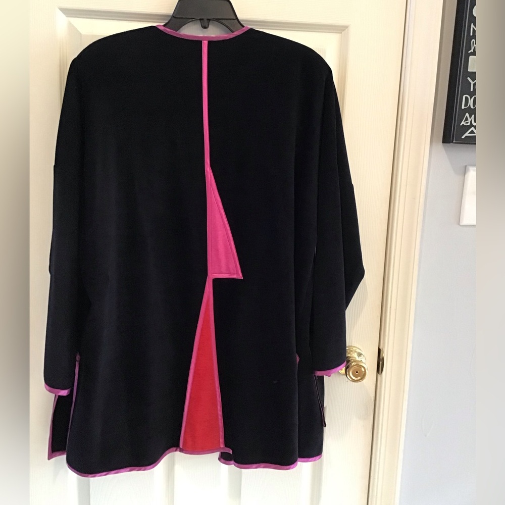 ANNIKKI KARVINEN Boho Festival Relaxed Jacket Pink and Black Flowy Lagenlook OS - Picture 3 of 15